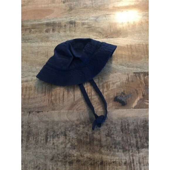 Hanna Andersson Xsmall Blue Sun Hat boy summer navy strap - Picture 2 of 5